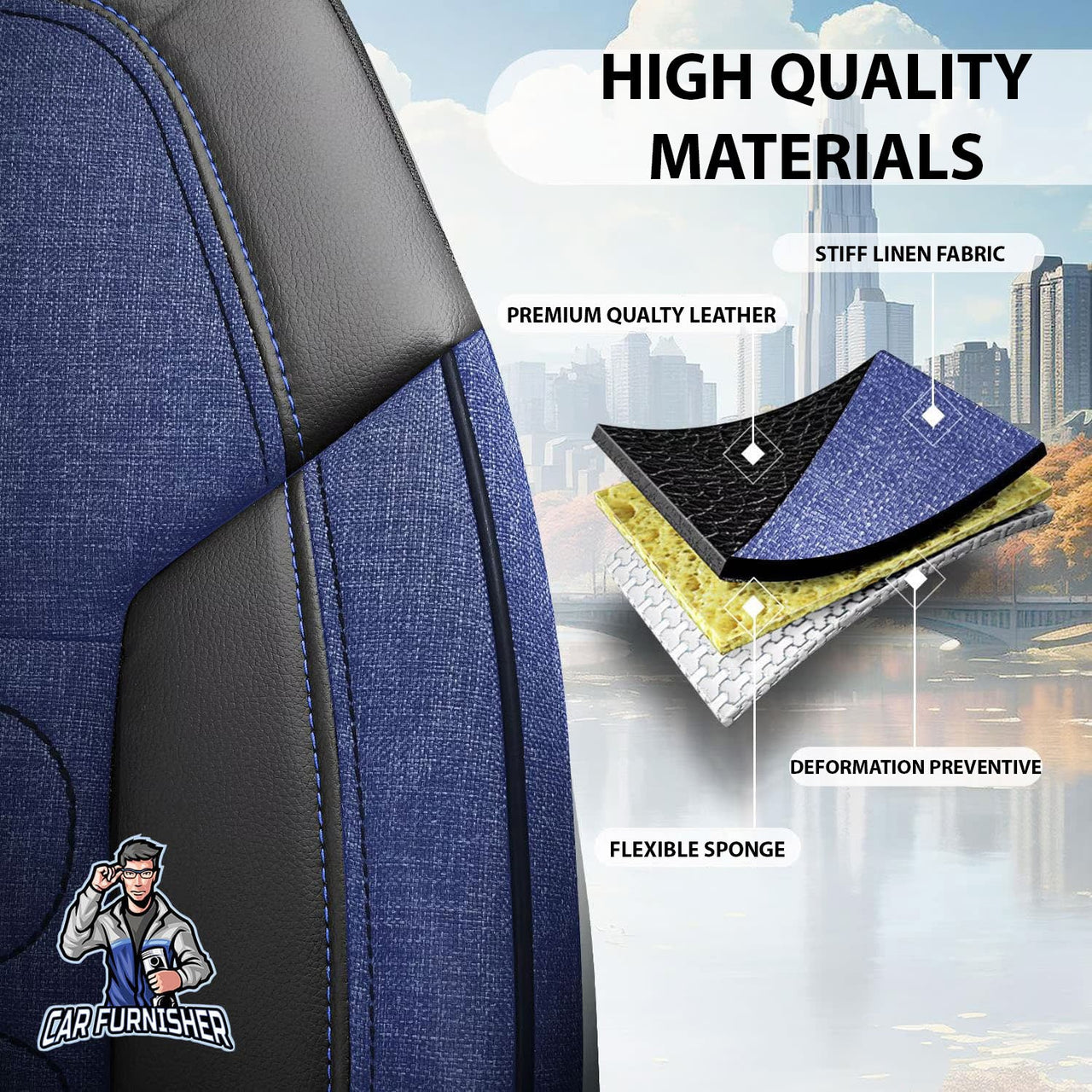 Hyundai i45 Seat Covers Atlanta Linen Fabric Design