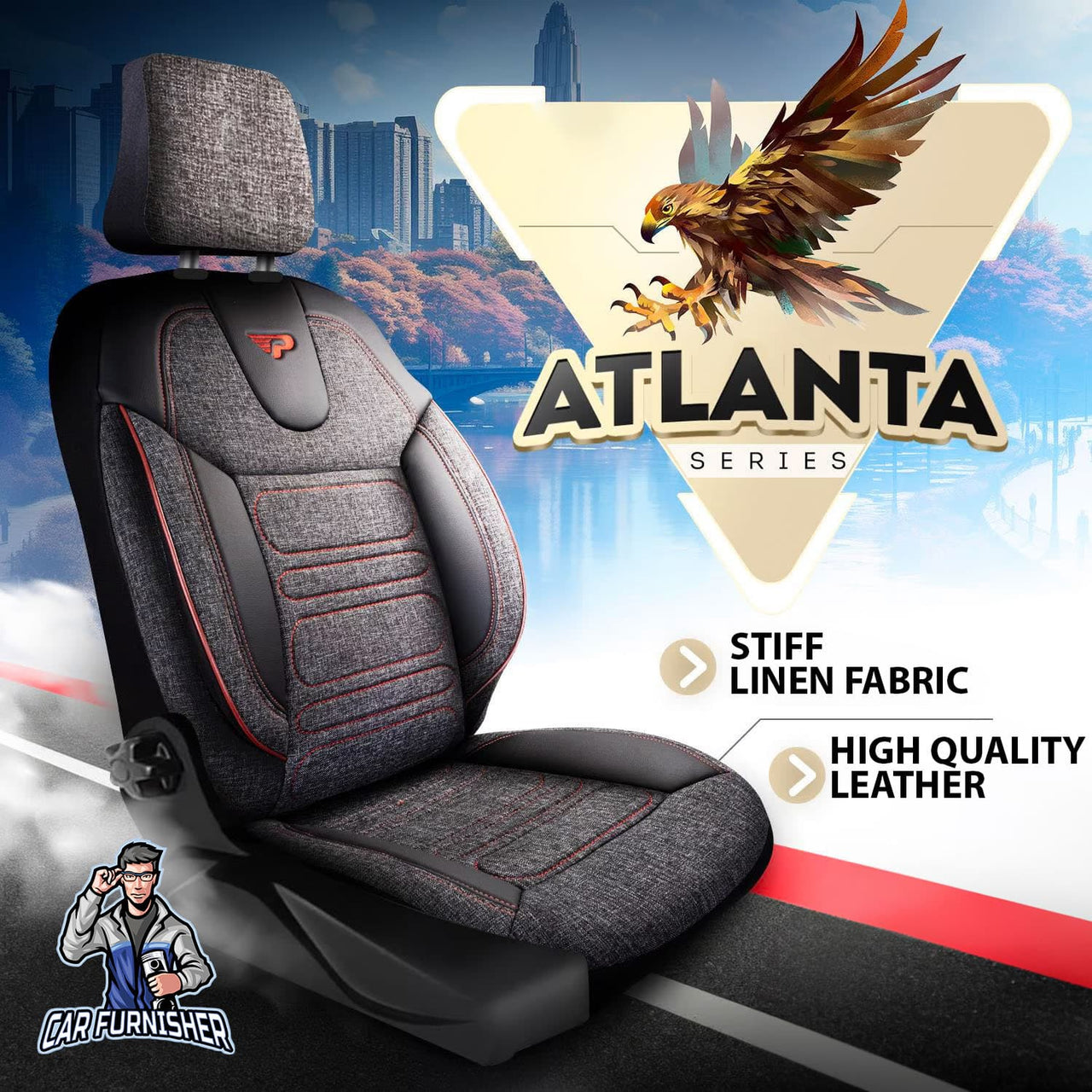 Hyundai Kona Seat Covers Atlanta Linen Fabric Design