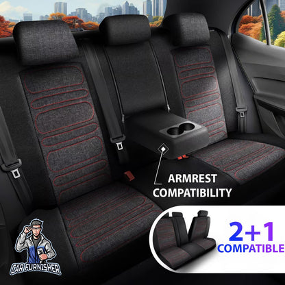 Volkswagen Jetta Seat Covers Atlanta Linen Fabric Design Dark Red 5 Seats + Headrests (Full Set) Leather & Linen Fabric
