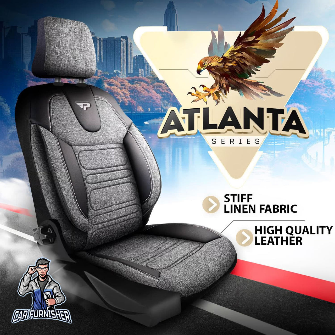 Hyundai Solaris Seat Covers Atlanta Linen Fabric Design