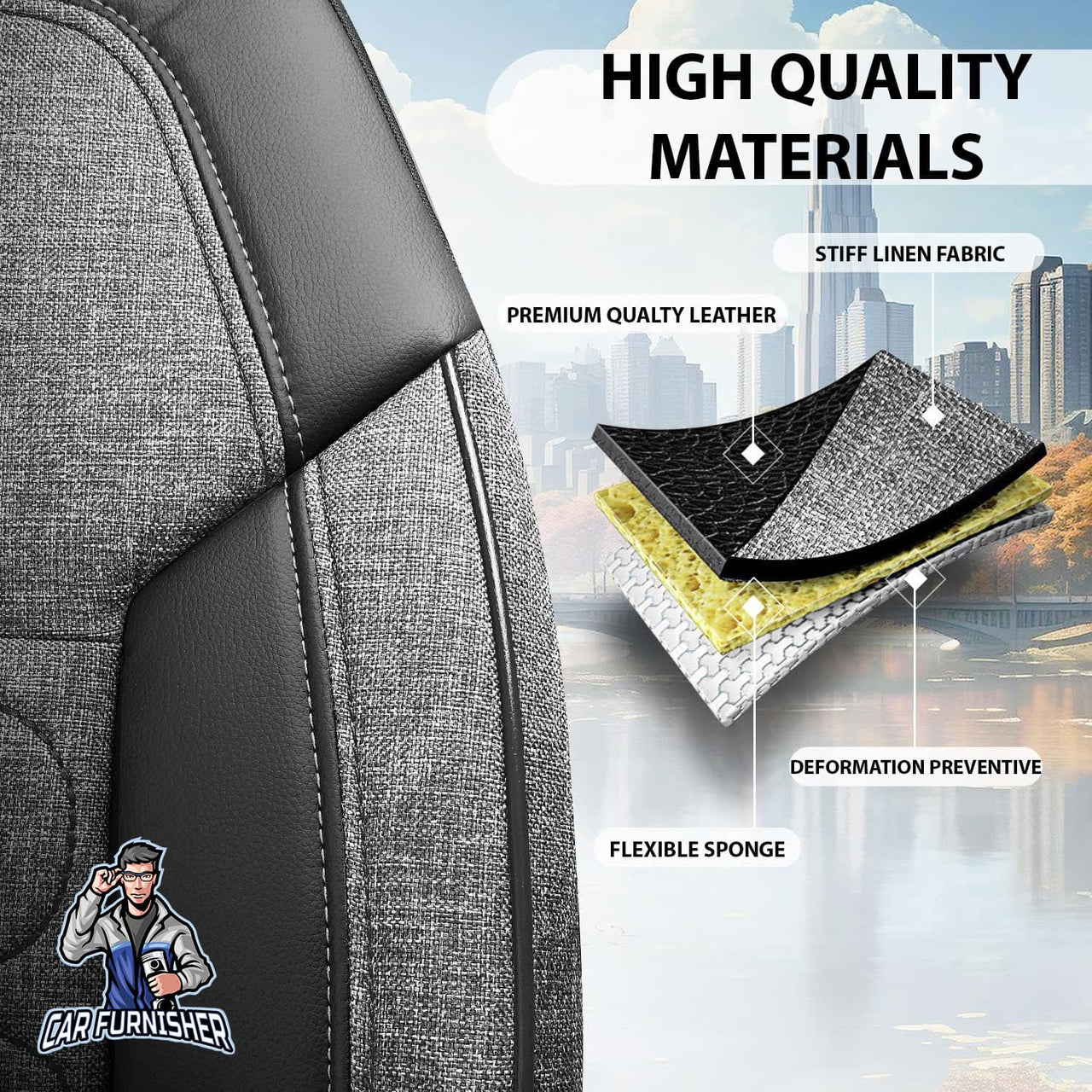 Hyundai i20 Seat Covers Atlanta Linen Fabric Design