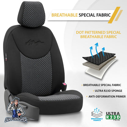Volkswagen Jetta Seat Covers Attraction Design Black 5 Seats + Headrests (Full Set) Cotton Fabric
