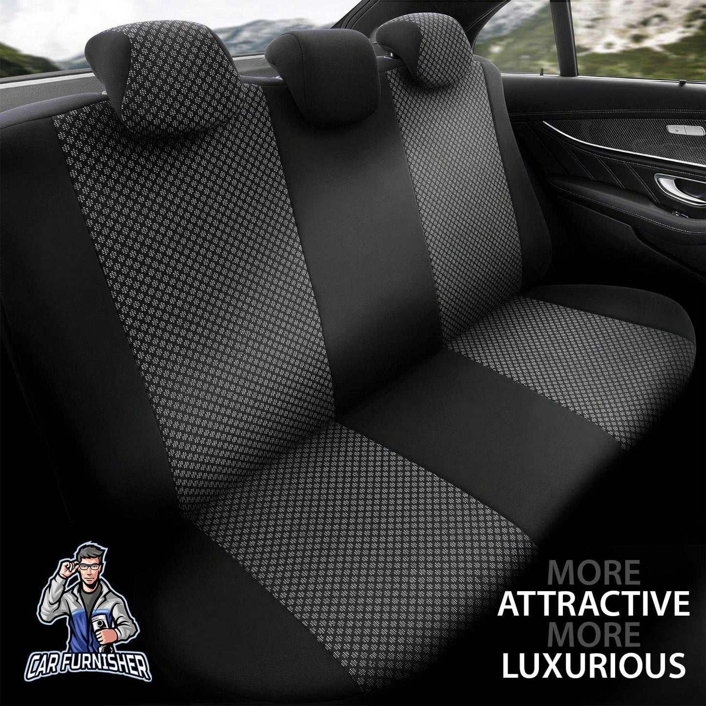 Volkswagen Jetta Seat Covers Attraction Design Black 5 Seats + Headrests (Full Set) Cotton Fabric