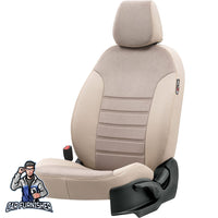 Thumbnail for Cupra Formentor Seat Covers London Foal Feather Design Beige Leather & Foal Feather