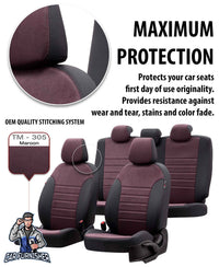 Thumbnail for Cupra Formentor Seat Covers Milano Suede Design Burgundy Leather & Suede Fabric