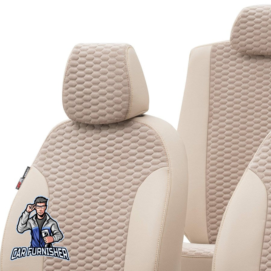 Cupra Formentor Seat Covers Tokyo Foal Feather Design Beige Full Set (5 Seats + Handrest + Headrests) Leather & Foal Feather