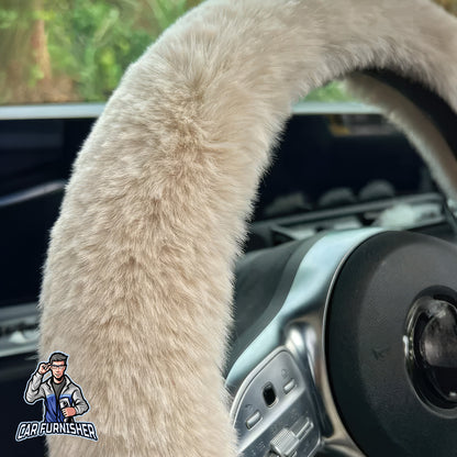 Fluffy Plush Steering Wheel Cover | Extra Soft Beige Fabric