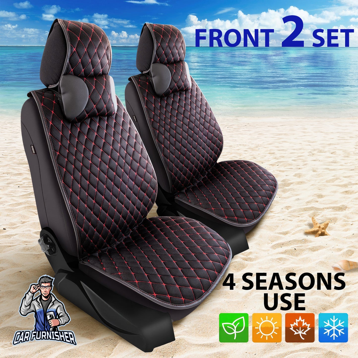 Car Seat Protector - Mars Design Red 2x Front Seat Fabric