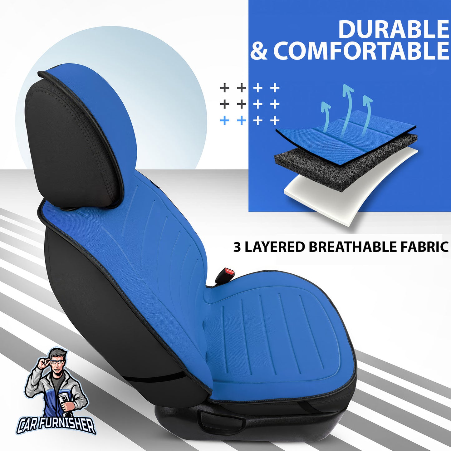 Car Seat Protector - Active Line Design Blue 1x Front Seat Fabric