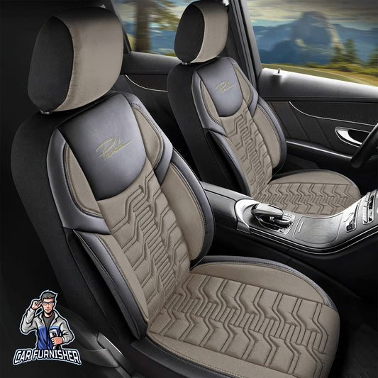 Mercedes 190 Seat Covers Berlin Design Beige 5 Seats + Headrests (Full Set) Leather & Jacquard Fabric