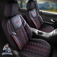 Thumbnail for Audi Q3 Seat Covers Berlin Design Dark Red 5 Seats + Headrests (Full Set) Leather & Jacquard Fabric