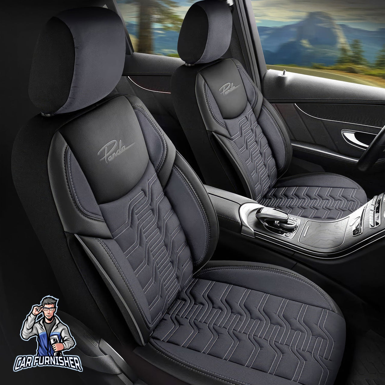 Volkswagen Jetta Seat Covers Berlin Design Smoked 5 Seats + Headrests (Full Set) Leather & Jacquard Fabric