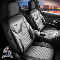 Thumbnail for Mitsubishi Outlander Seat Covers Boston Design Gray 5 Seats + Headrests (Full Set) Leather & Linen Fabric