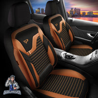 Thumbnail for Volkswagen Amarok Seat Covers Boston Design Orange 5 Seats + Headrests (Full Set) Leather & Linen Fabric