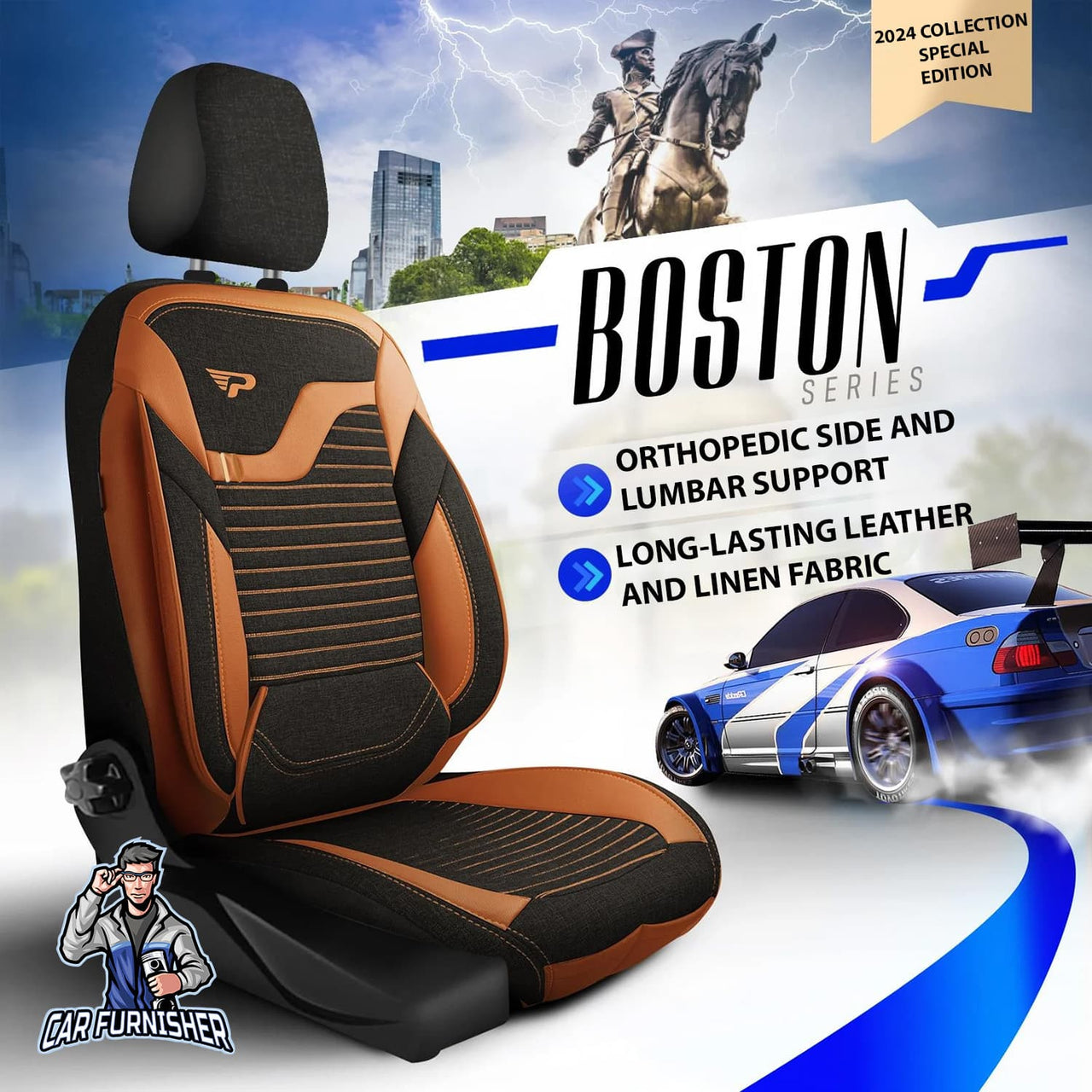 Car Seat Cover Set - Boston Design