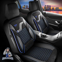 Thumbnail for Citroen C4 Seat Covers Boston Velour Fabric Design Dark Blue 5 Seats + Headrests (Full Set) Leather & Velour Fabric