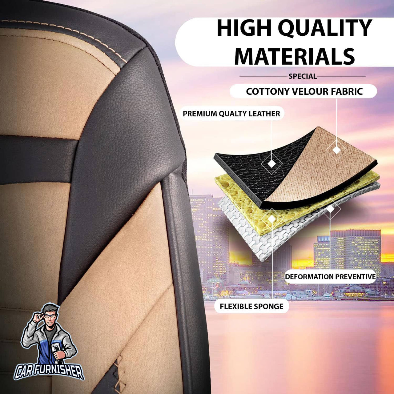 Hyundai Verna Seat Covers Boston Velour Fabric Design