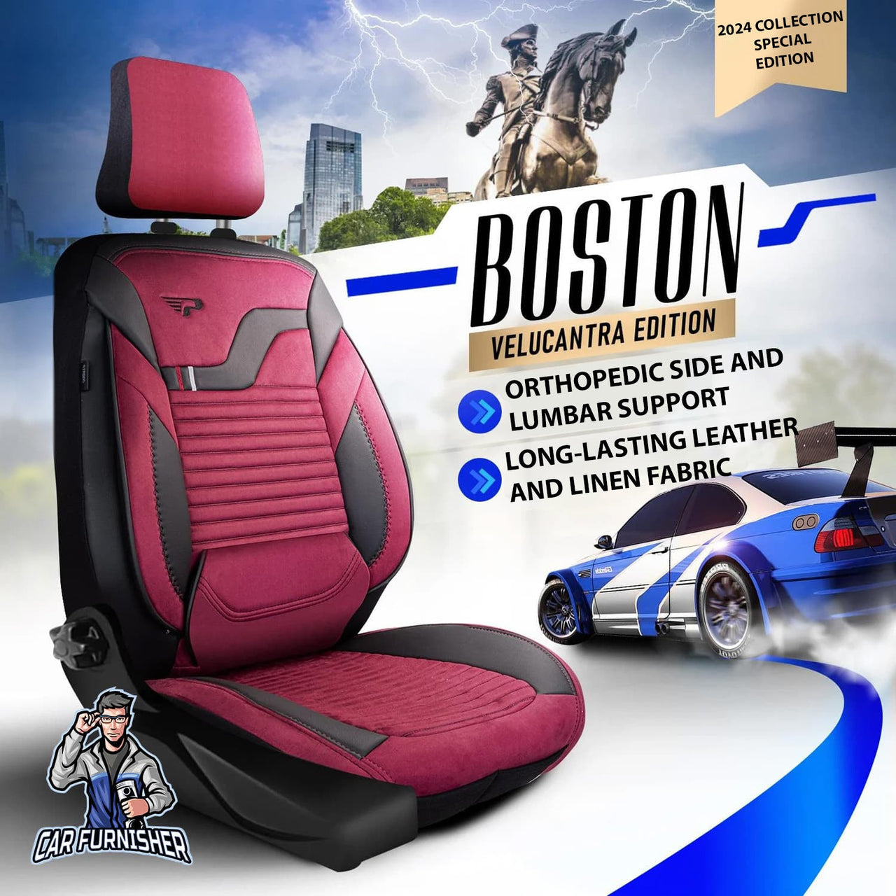 Hyundai i40 Seat Covers Boston Velour Fabric Design