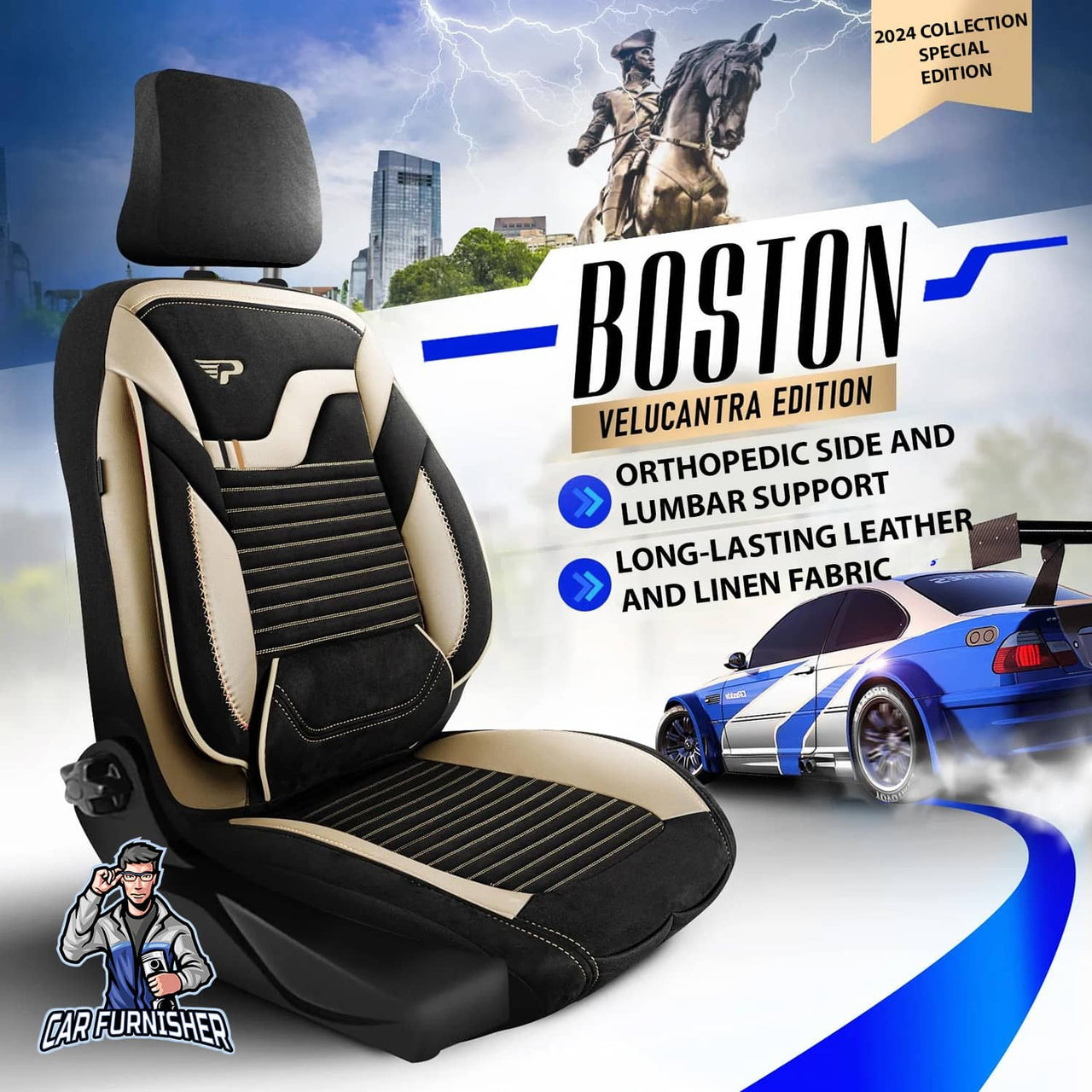 Hyundai Bayon Seat Covers Boston Velour Fabric Design