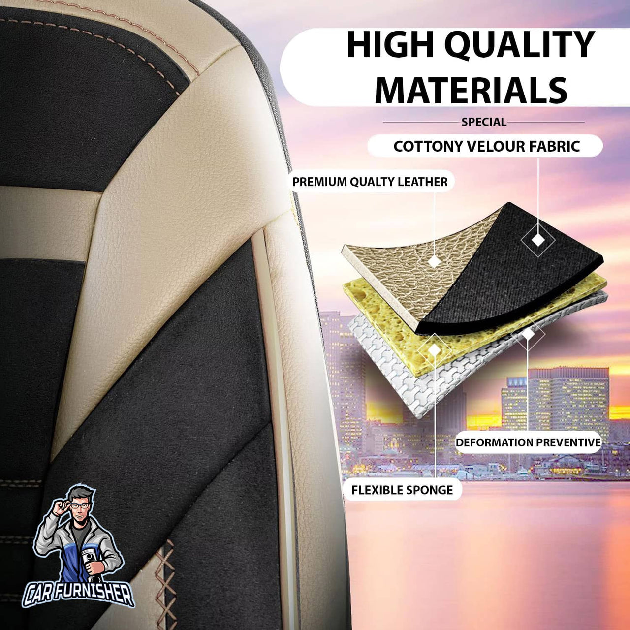 Hyundai Avante Seat Covers Boston Velour Fabric Design