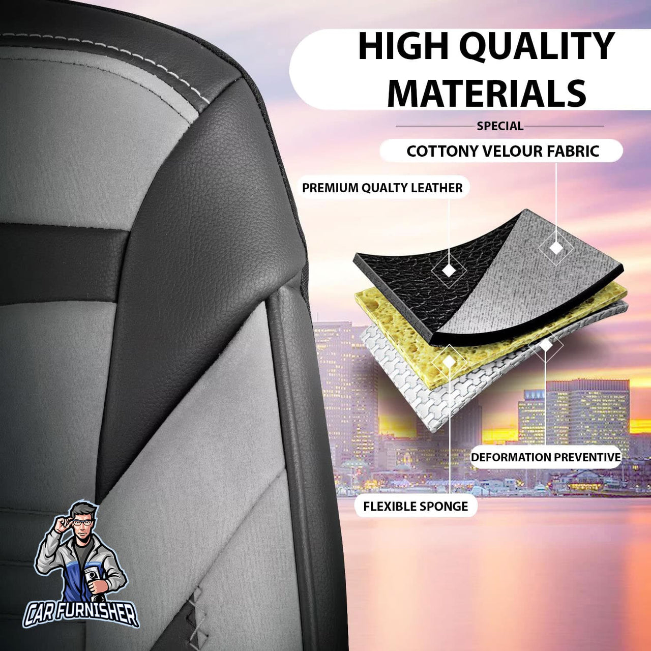 Fiat 500 Seat Covers Boston Velour Fabric Design
