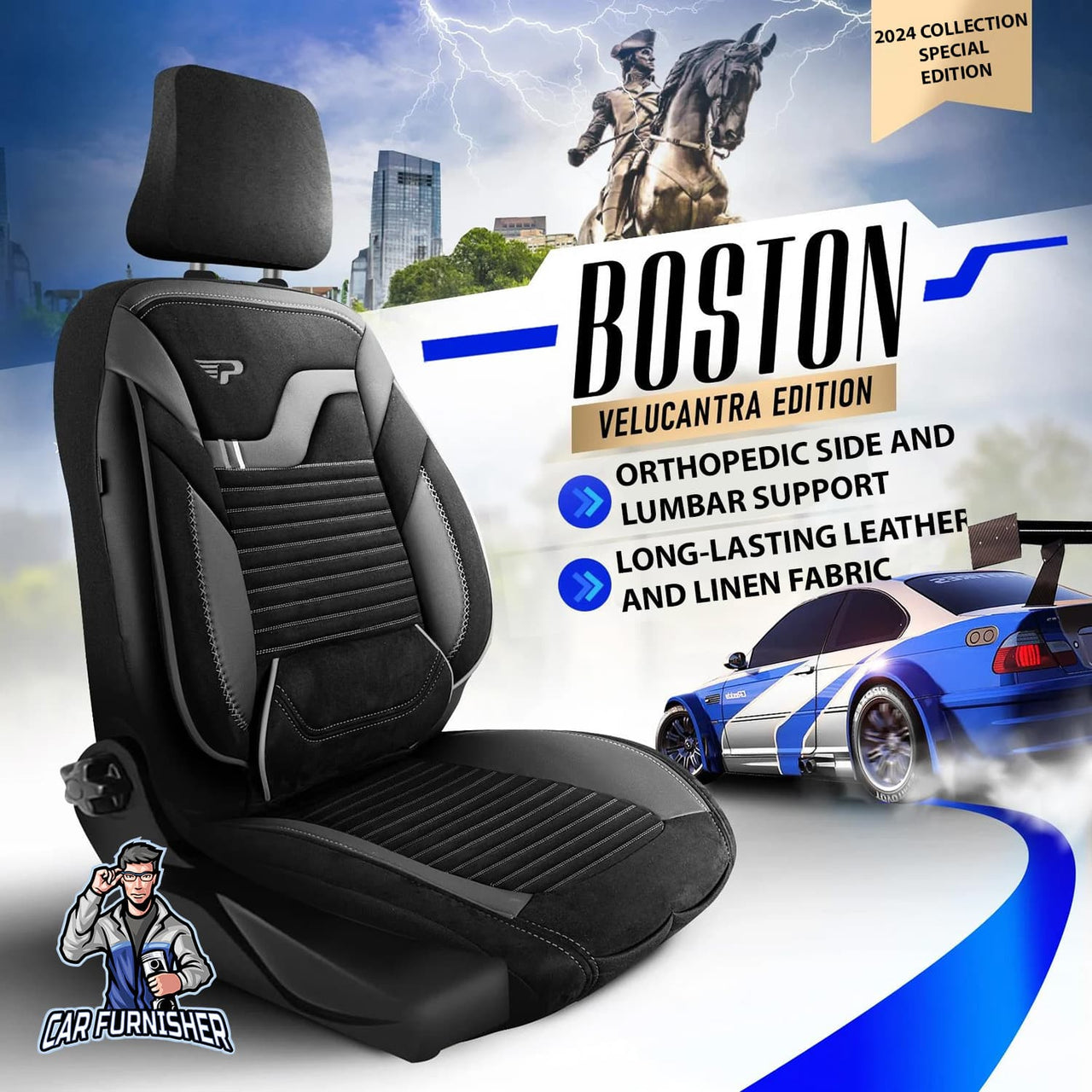 Hyundai Ioniq Seat Covers Boston Velour Fabric Design