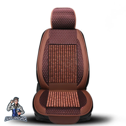 Car Seat Cover - Natural Wooden Beads (3 Colors) Brown Single Seat (1 pcs) Wood