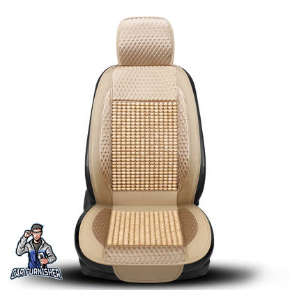 Car Seat Cover - Natural Wooden Beads (3 Colors) Beige Single Seat (1 pcs) Wood