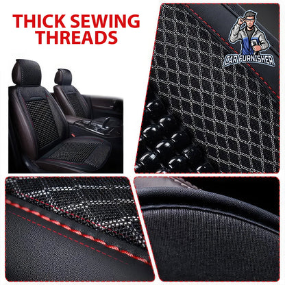 Car Seat Cover - Real Wooden Beads (4 Colors) Black Single Seat (1 pcs) Wood