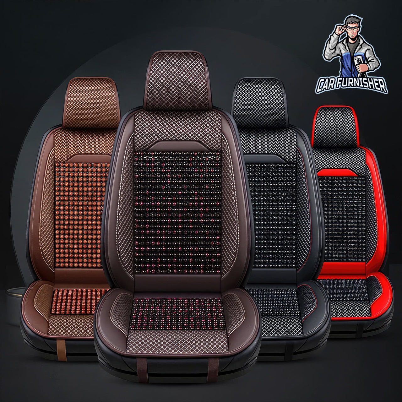 Car Seat Cover - Real Wooden Beads (4 Colors) Black Single Seat (1 pcs) Wood