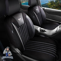 Thumbnail for Car Seat Cover Set - Datca Design Gray 5 Seats + Headrests (Full Set) Full Leather