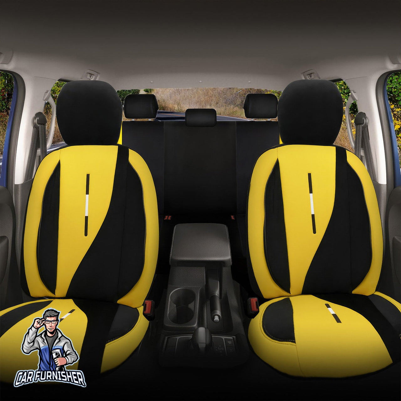 Skoda Octavia Seat Covers Elysia Foal Feather & Leather Design Yellow 5 Seats + Headrests (Full Set) Leather & Foal Feather