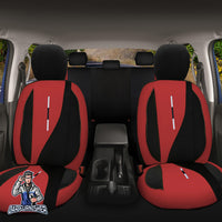 Thumbnail for Car Seat Cover Set - Elysia Foal Feather & Leather Design Red 5 Seats + Headrests (Full Set) Leather & Foal Feather