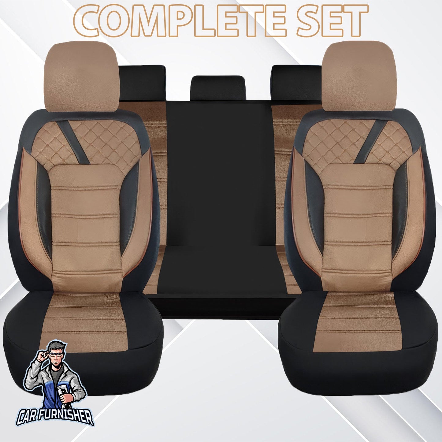 Mercedes 190 Seat Covers K2 Design Brown 5 Seats + Headrests (Full Set) Foal Feather Fabric