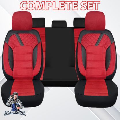 Mercedes 190 Seat Covers K2 Design Red 5 Seats + Headrests (Full Set) Foal Feather Fabric
