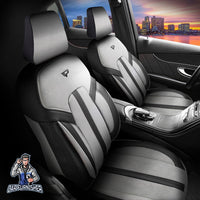 Thumbnail for Mitsubishi Outlander Seat Covers Lisbon Design Gray 5 Seats + Headrests (Full Set) Leather & Velour Fabric