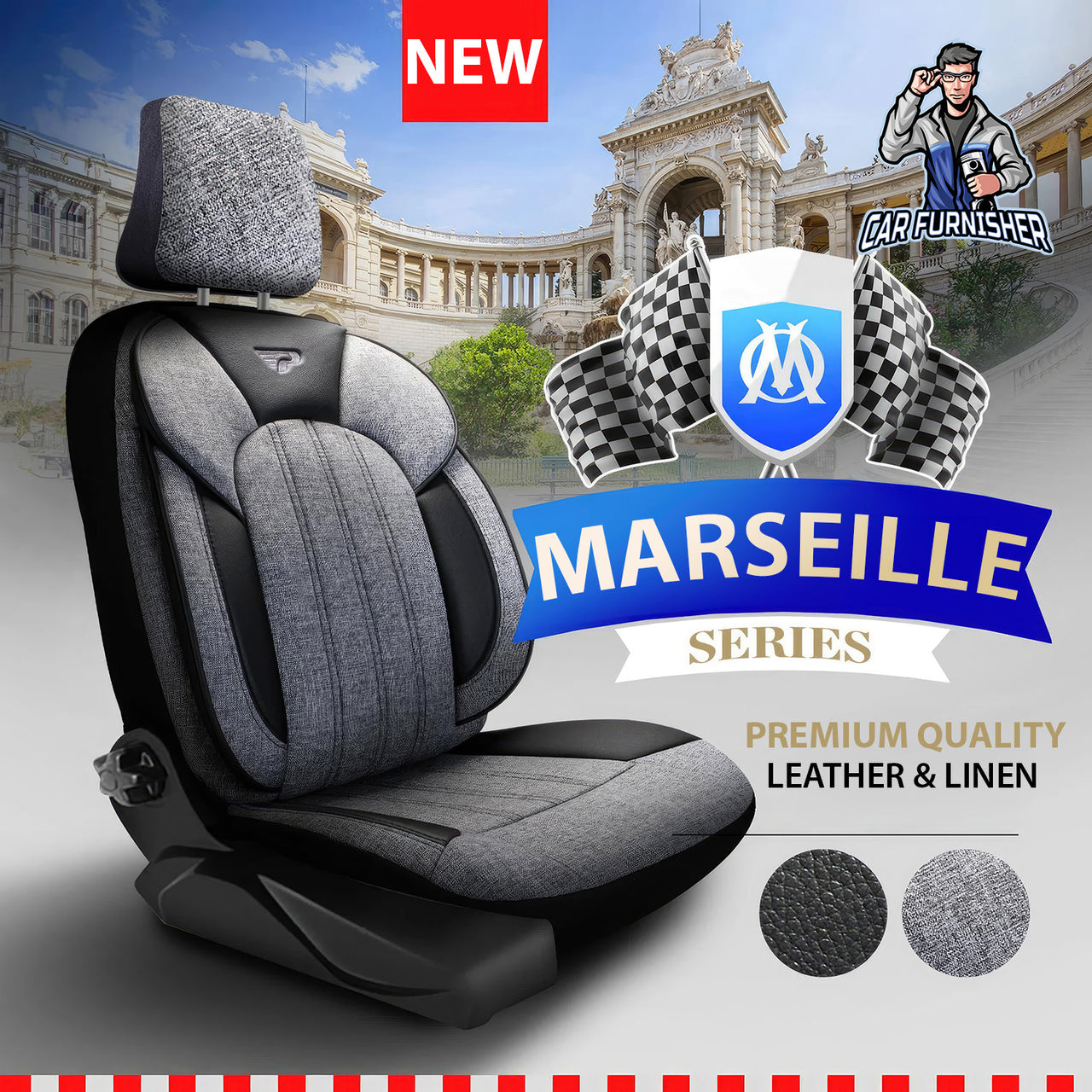 Car Seat Cover Set - Marseille Design