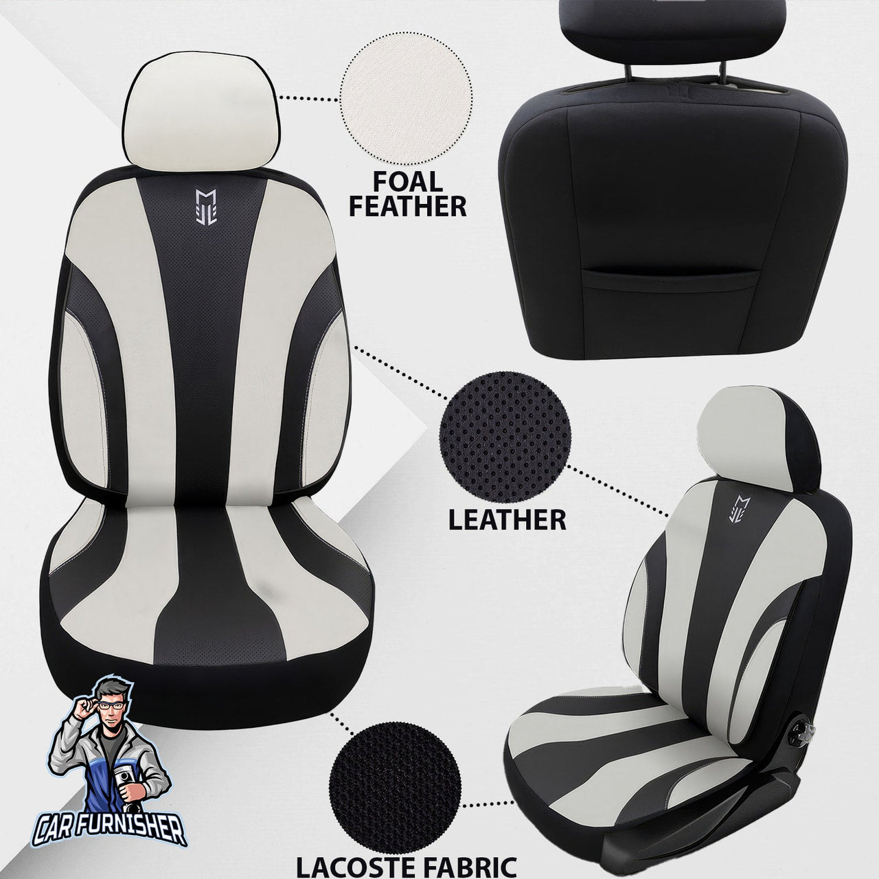 Hyundai i10 Seat Covers Medusa Foal Feather & Leather Design