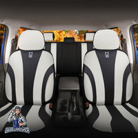 Thumbnail for Volkswagen Jetta Seat Covers Medusa Foal Feather & Leather Design Black 5 Seats + Headrests (Full Set) Leather & Foal Feather Fabric