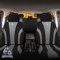 Thumbnail for Volkswagen Jetta Seat Covers Medusa Foal Feather & Leather Design Gray 5 Seats + Headrests (Full Set) Leather & Foal Feather Fabric