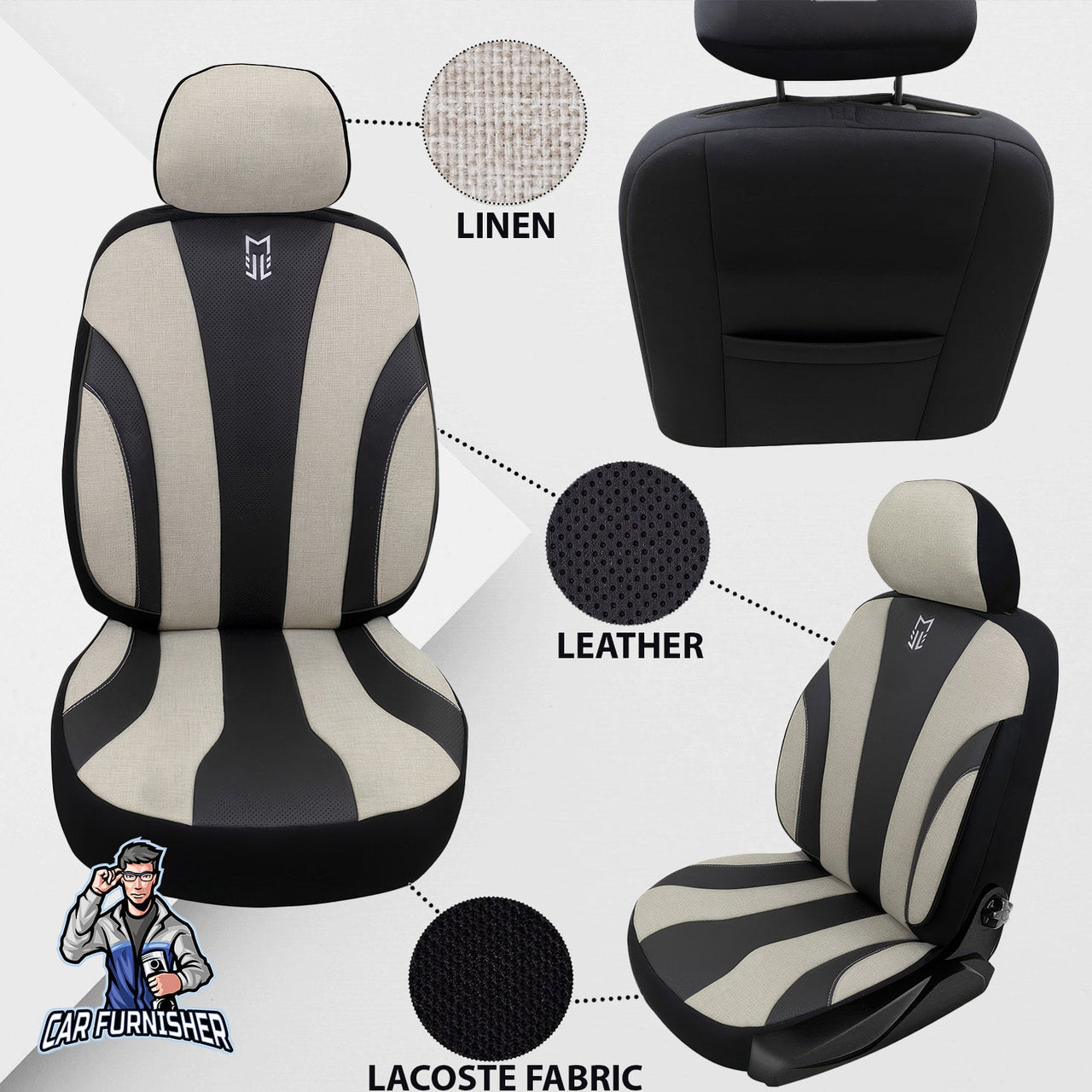 Audi A6 Seat Covers Medusa Linen Fabric & Leather Design