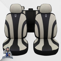 Thumbnail for Ford Focus Seat Covers Medusa Linen Fabric & Leather Design Black 5 Seats + Headrests (Full Set) Leather & Linen Fabric