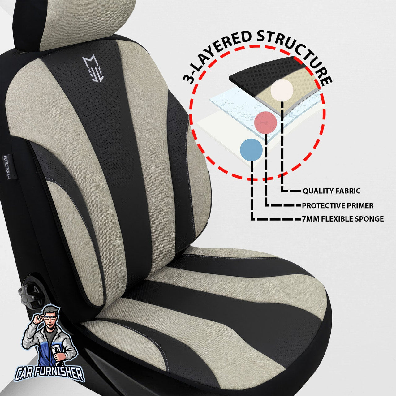 Nissan Navara Seat Covers Medusa Linen Fabric & Leather Design