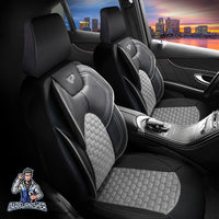 Thumbnail for Volkswagen Jetta Seat Covers Naples Design Gray 5 Seats + Headrests (Full Set) Leather & Velvet Fabric