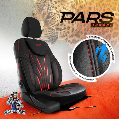 Car Seat Cover Set - Pars Design Dark Red 5 Seats + Headrests (Full Set) Full Leather