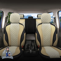 Thumbnail for Volkswagen Tiguan Seat Covers VIP Design Beige 5 Seats + Headrests (Full Set) Leather & Foal Feather Fabric