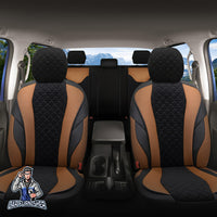 Thumbnail for Car Seat Cover Set - VIP Design Black 5 Seats + Headrests (Full Set) Leather & Foal Feather Fabric