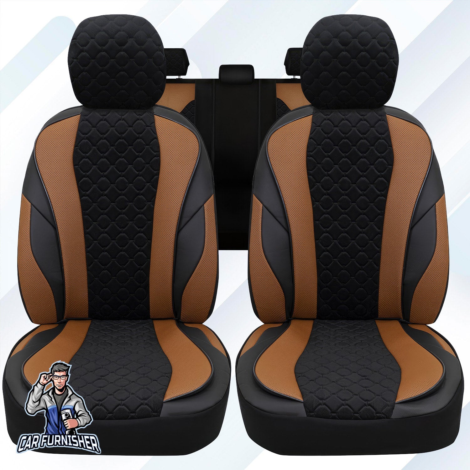 Mercedes 190 Seat Covers VIP Design Black 5 Seats + Headrests (Full Set) Leather & Foal Feather Fabric