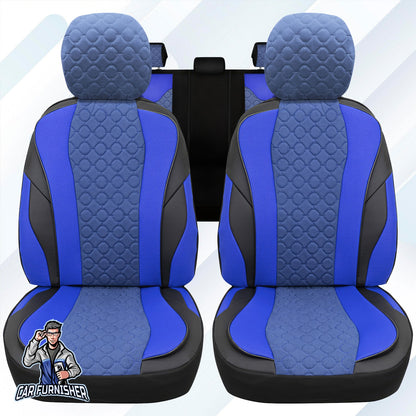 Mercedes 190 Seat Covers VIP Design Blue 5 Seats + Headrests (Full Set) Leather & Foal Feather Fabric