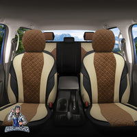 Thumbnail for Skoda Octavia Seat Covers VIP Design Brown 5 Seats + Headrests (Full Set) Leather & Foal Feather Fabric